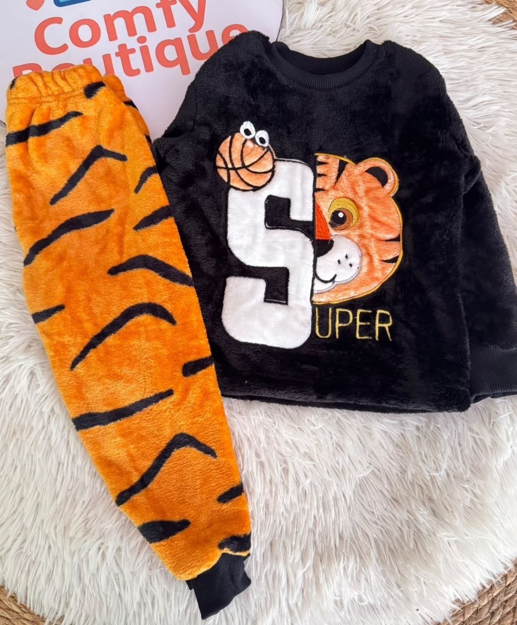 Boys’ Super Tiger Ultra-Soft Polar Fleece Pajama Set : ZM1-006G