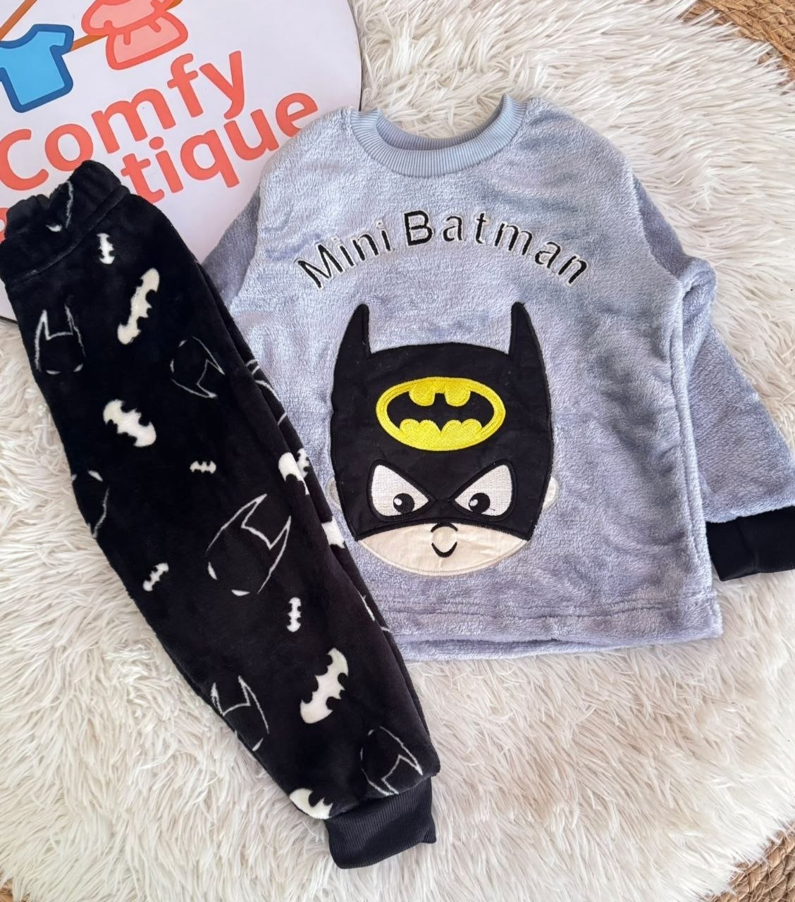 Boys’ Mini Batman Ultra-Soft Polar Fleece Pajama Set : ZM1-009G