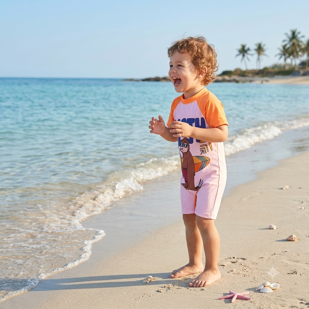 Baby Boy Sloth Surf Romper