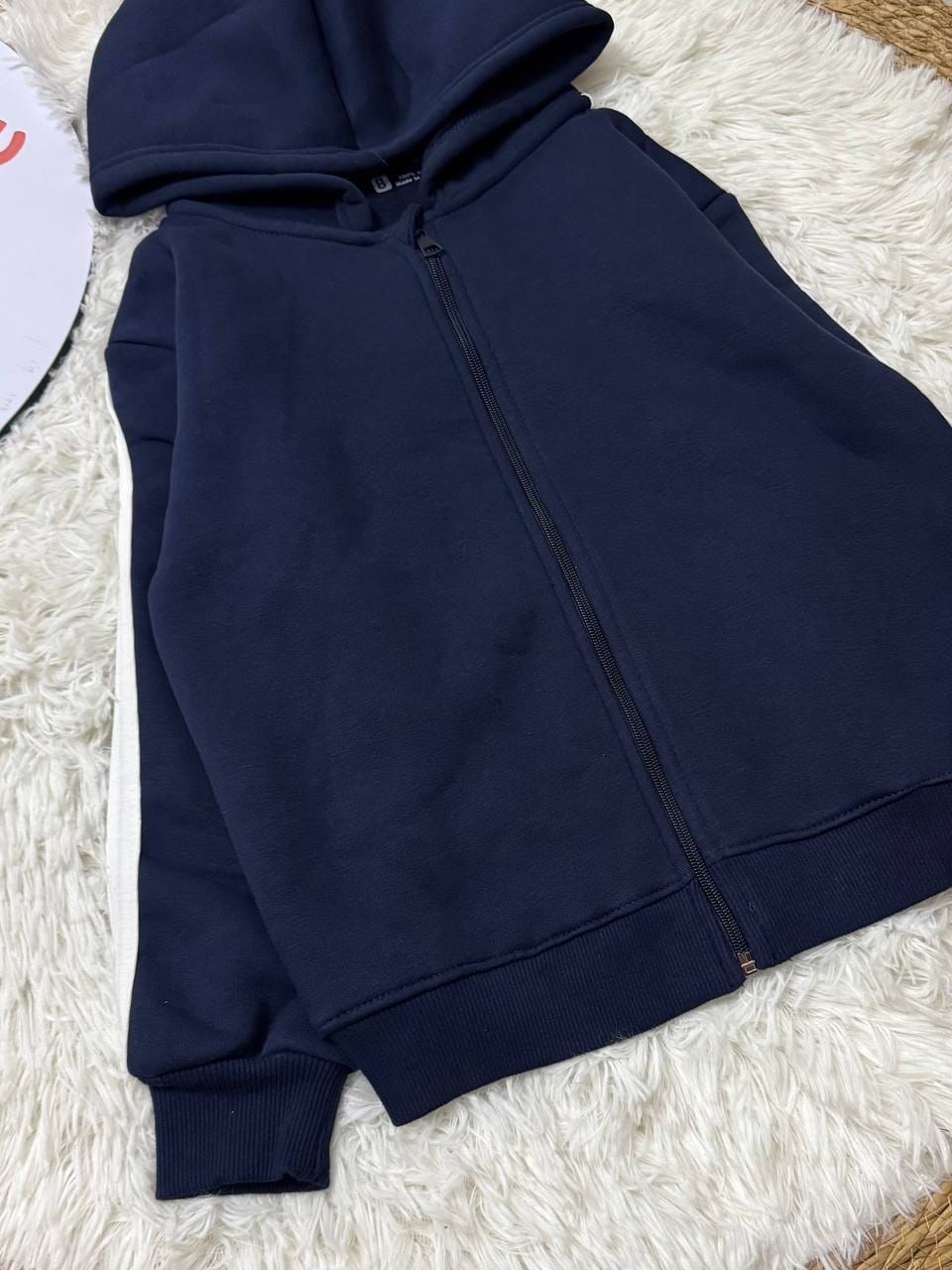 Boys Navy Blue Zip-Up Hoodie & Joggers Set - 2 Piece